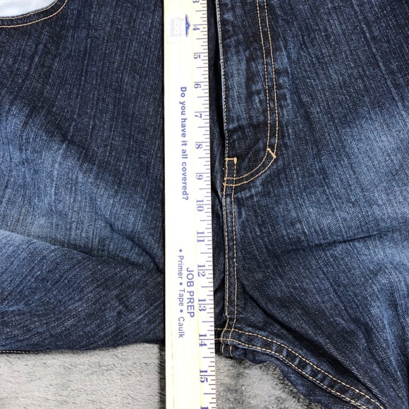 Mecca Baggy Jeans Mens 40x34 Dark Indigo Blue Embroidered Star Logo Streetwear - Picture 4 of 9